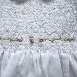 Vintage smocked rose embroidered dress